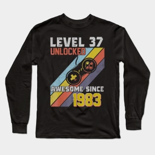 37th Birthday Level 37 Unlocked Born In 1983 Gift Long Sleeve T-Shirt